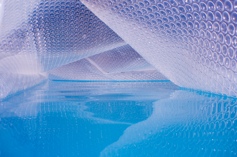 A pool cover that reminds me of glaciers.